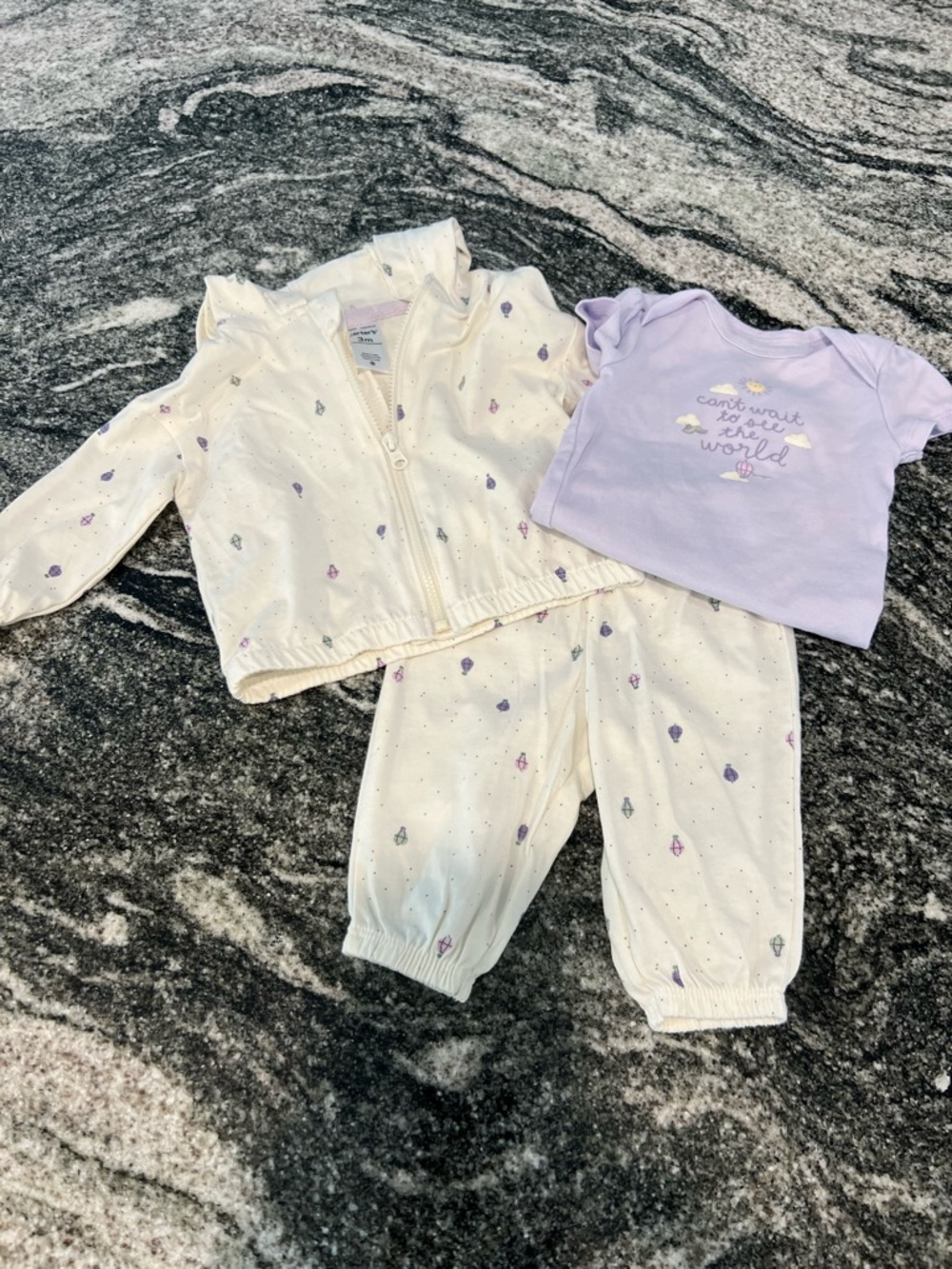 Carter's White & Lavender 3-Piece Set